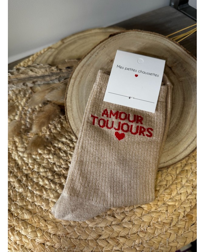 CHAUSSETTES AMOUR TOUJOURS - BEIGE