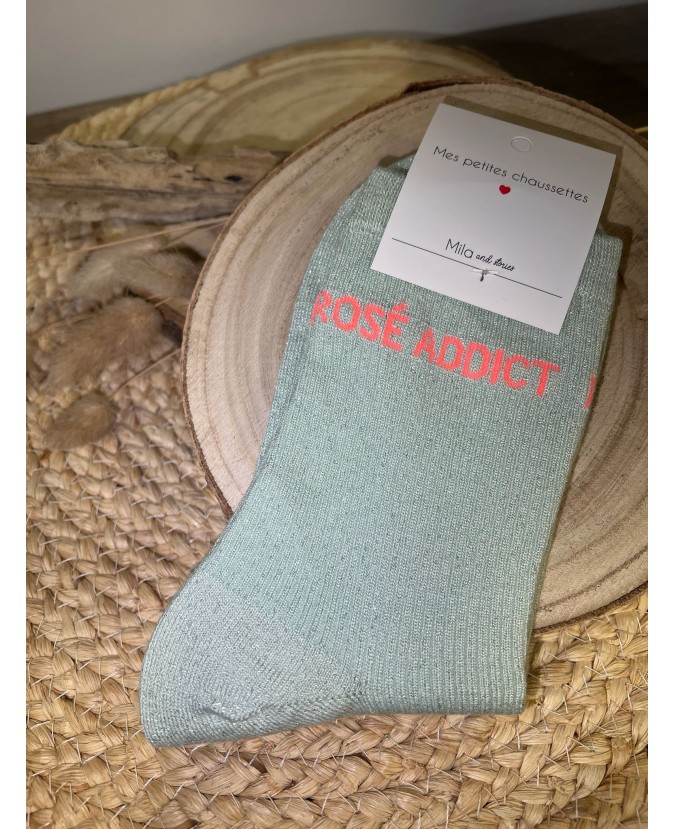 CHAUSSETTES ROSÉ ADDICT - VERT D'EAU