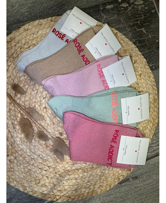 CHAUSSETTES ROSÉ ADDICT - POUDRE