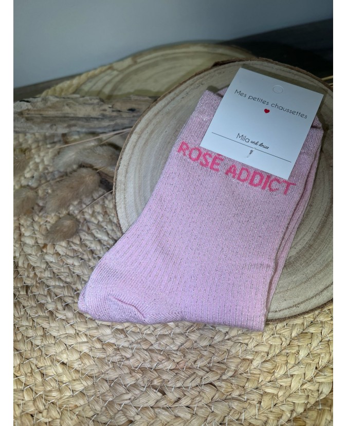 CHAUSSETTES ROSÉ ADDICT - POUDRE