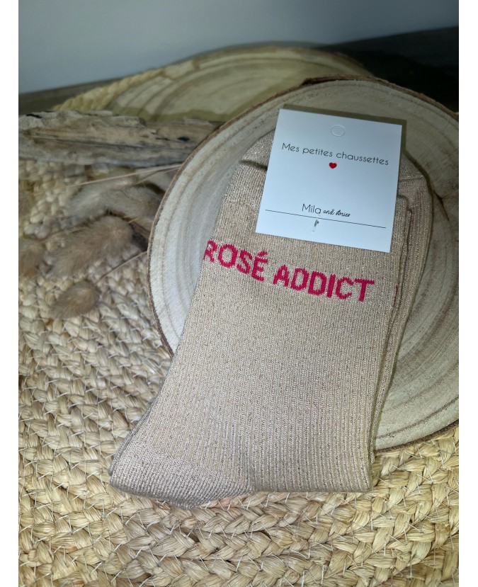 CHAUSSETTES ROSÉ ADDICT - BEIGE