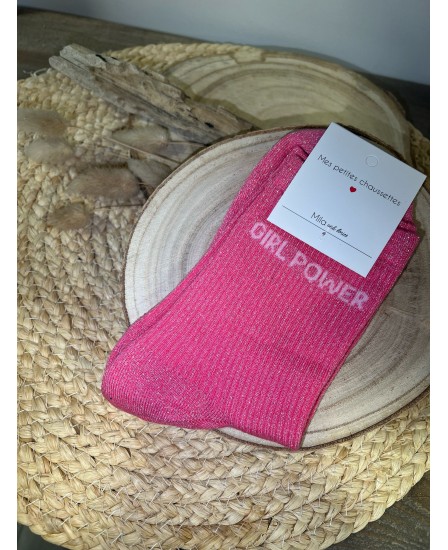 CHAUSSETTES GIRL POWER - FUSHIA