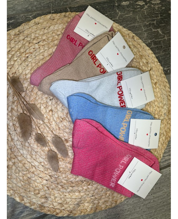 CHAUSSETTES GIRL POWER - BLEU