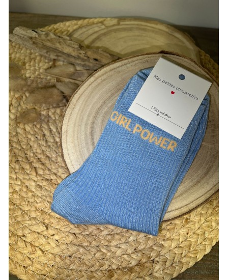CHAUSSETTES GIRL POWER - BLEU