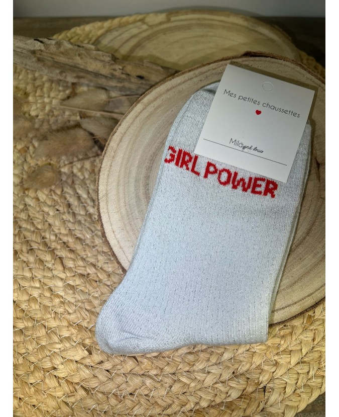 CHAUSSETTES GIRL POWER - GRIS