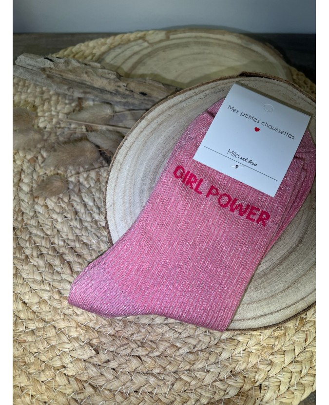 CHAUSSETTES GIRL POWER - ROSE