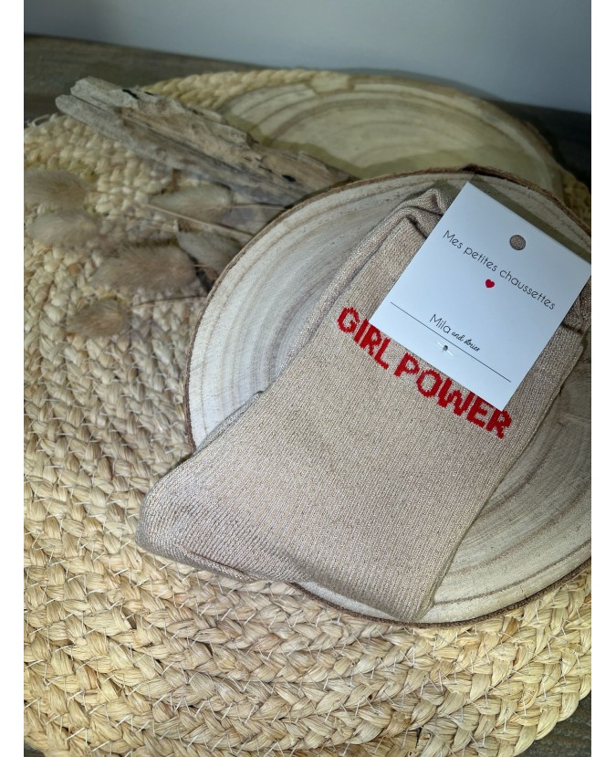 CHAUSSETTES GIRL POWER - BEIGE