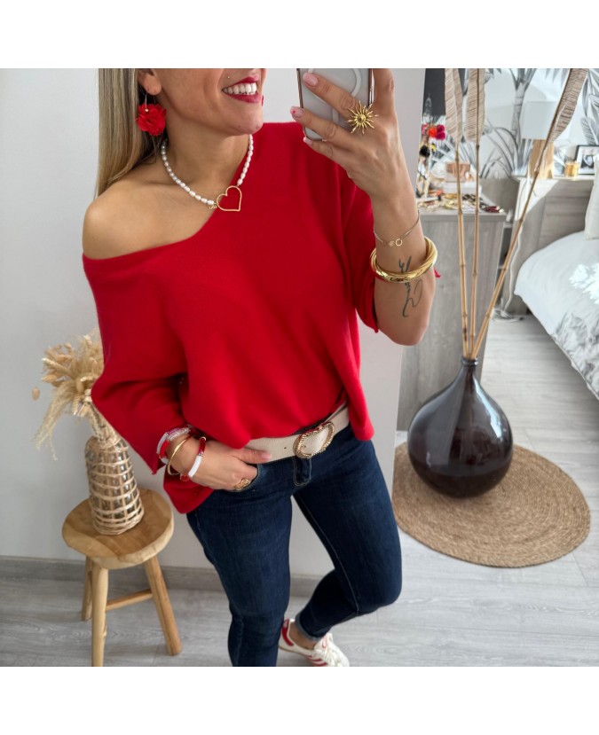 PULL CHRISTIAN - ROUGE