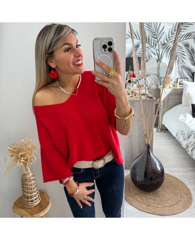 PULL CHRISTIAN - ROUGE