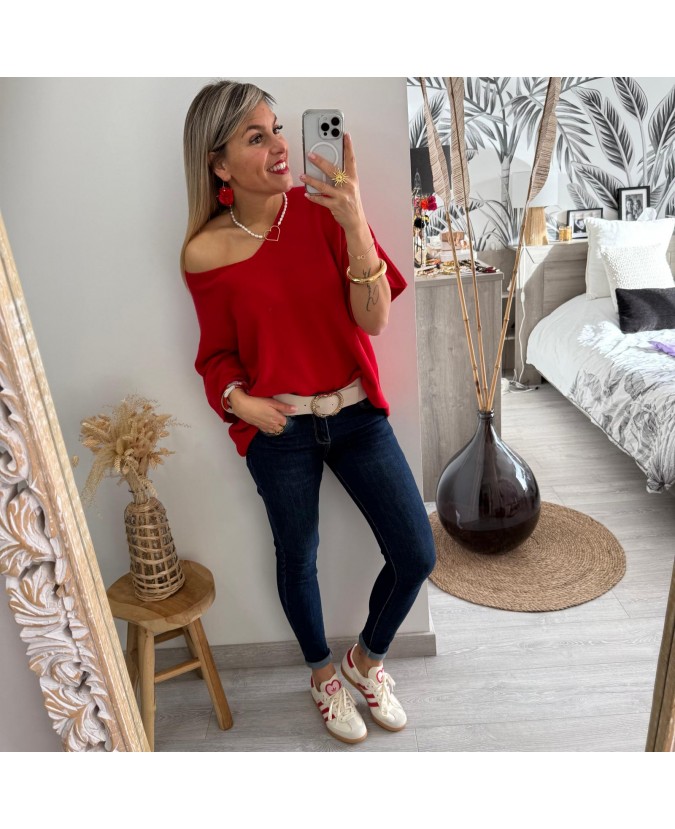 PULL CHRISTIAN - ROUGE