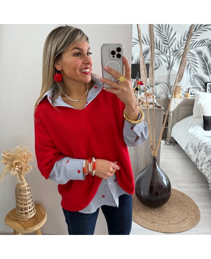 PULL CHRISTIAN - ROUGE