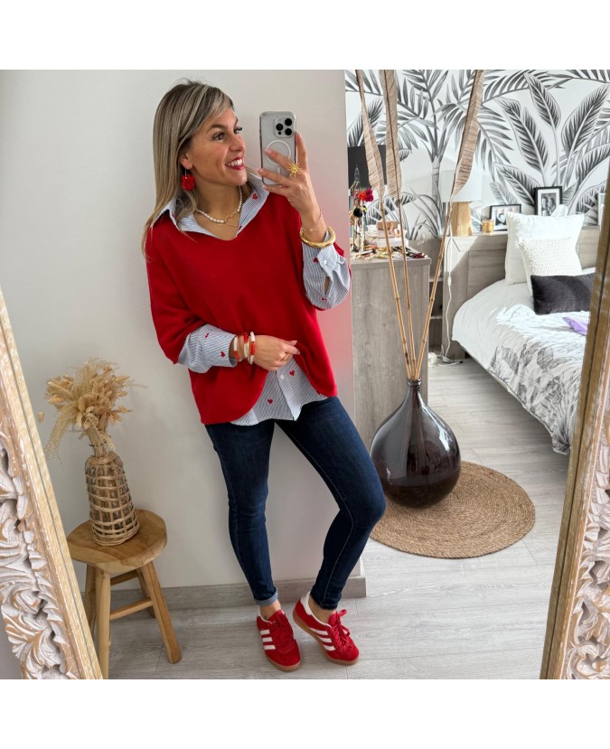 PULL CHRISTIAN - ROUGE