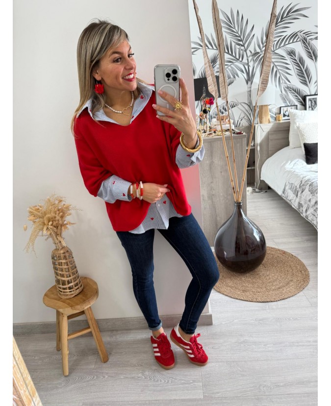 PULL CHRISTIAN - ROUGE