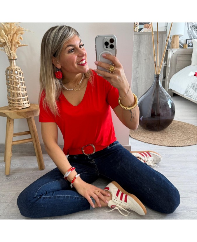 TEE SHIRT OMBELINE - ROUGE
