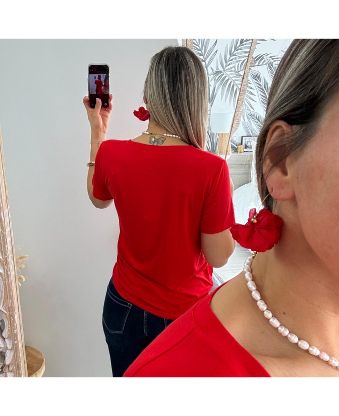 TEE SHIRT OMBELINE - ROUGE