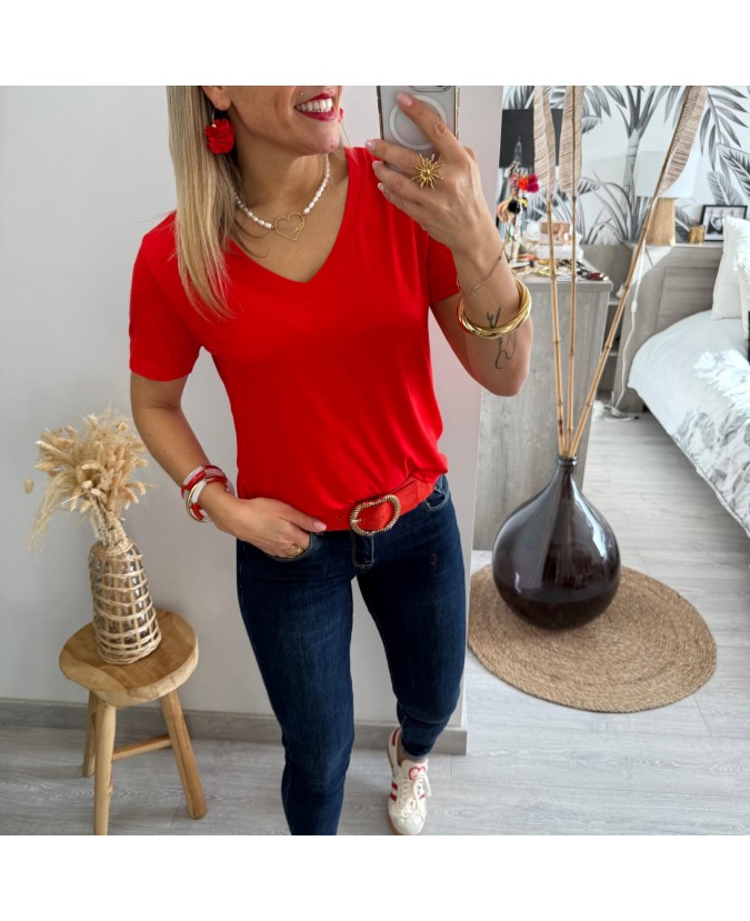 TEE SHIRT OMBELINE - ROUGE