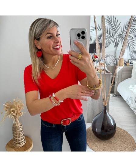 TEE SHIRT OMBELINE - ROUGE