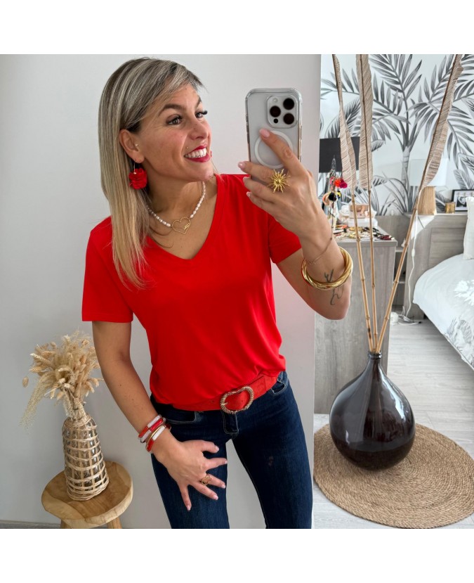 TEE SHIRT OMBELINE - ROUGE