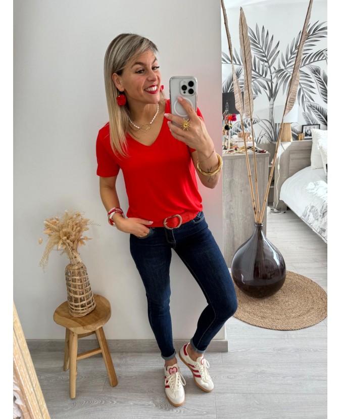 TEE SHIRT OMBELINE - ROUGE