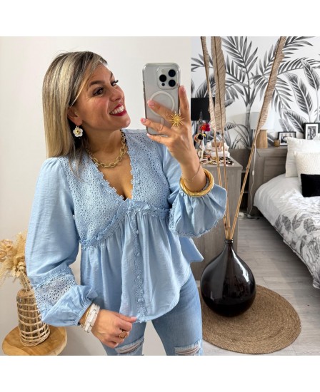 BLOUSE JASMIN - BLEU CIEL