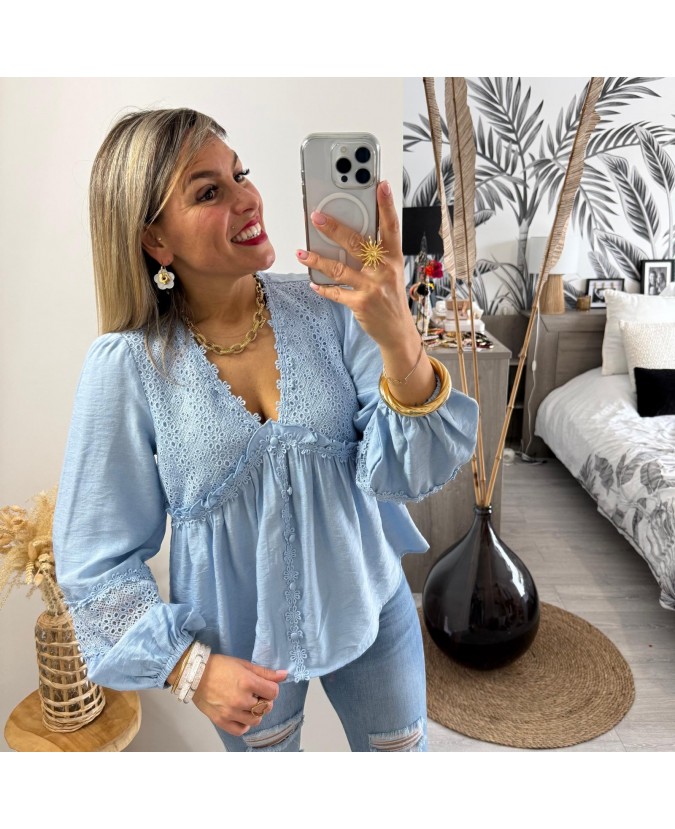 BLOUSE JASMIN - BLEU CIEL