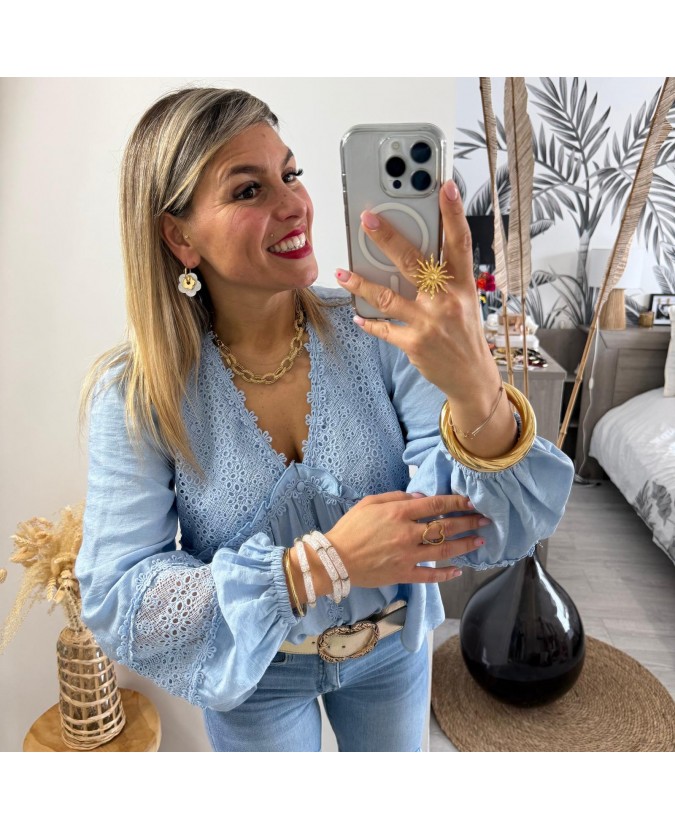BLOUSE JASMIN - BLEU CIEL