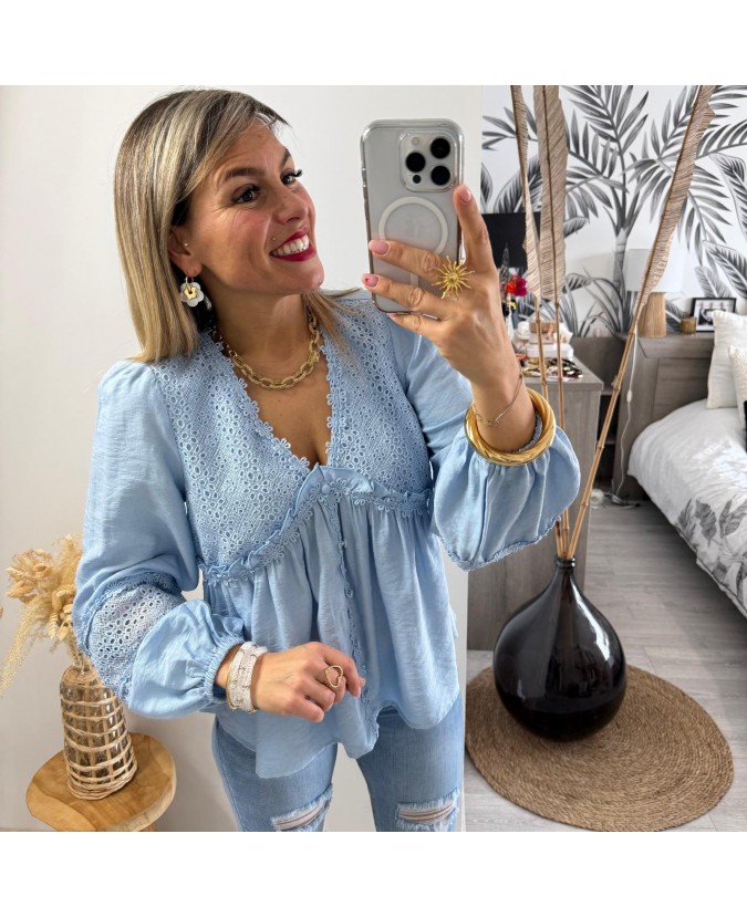 BLOUSE JASMIN - BLEU CIEL