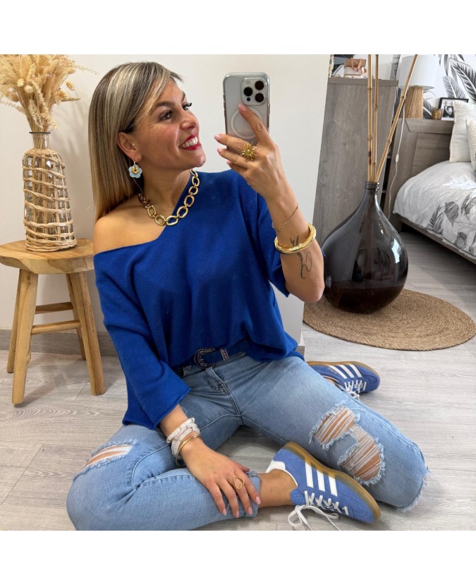 PULL CHRISTIAN - BLEU ÉLECTRIQUE