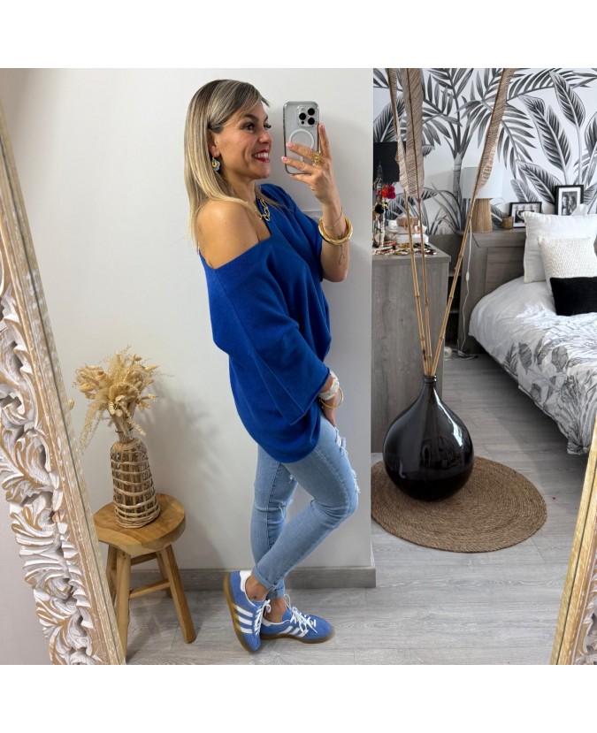 PULL CHRISTIAN - BLEU ÉLECTRIQUE