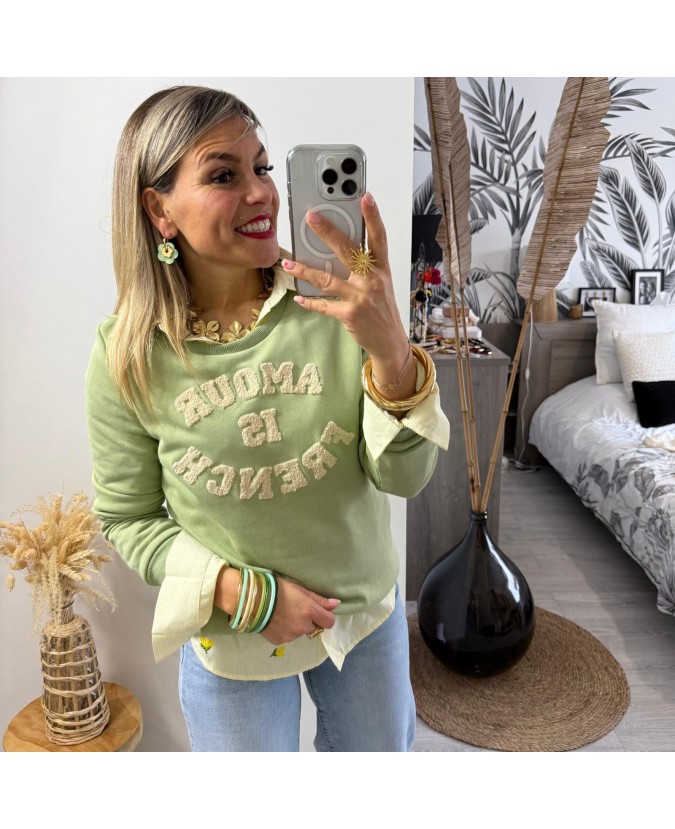 SWEAT EMMELINE - VERT SAUGE