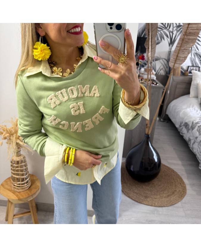 SWEAT EMMELINE - VERT SAUGE