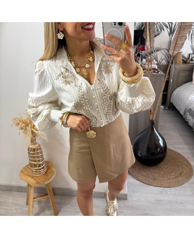 JUPE SHORT COLERI - TAUPE